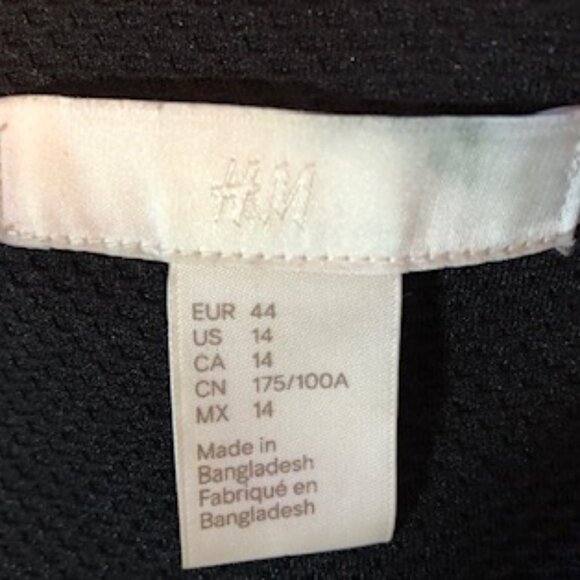 NWOT Black Casual H&M Blazer Coat Jacket Open Front Lined Textured 14 - Picture 8 of 10